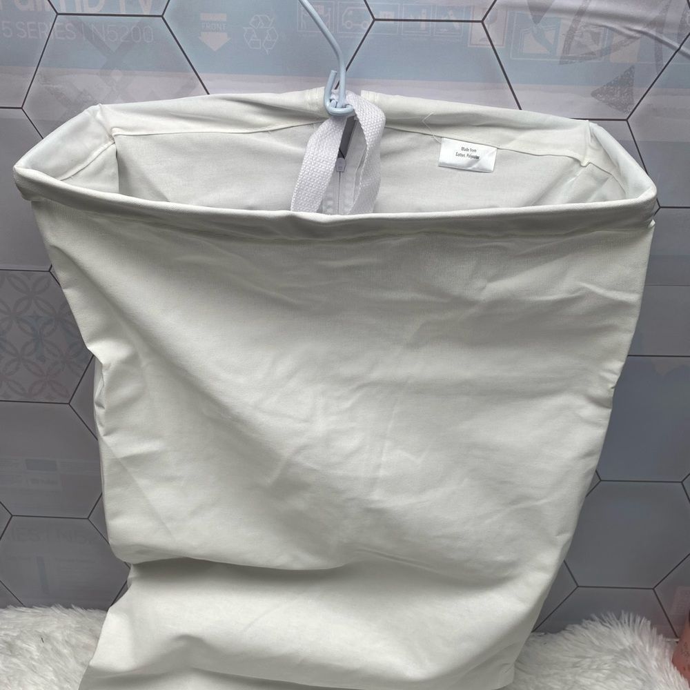 - Hanging Cotton Canvas Laundry Hamper Bag | White, 6" x 16" x 27" (Length… - Picture 10 of 12